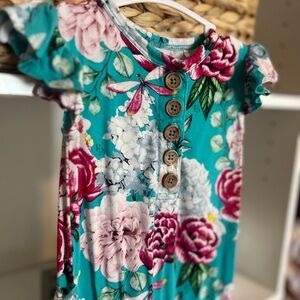 Posh Peanut Floral Ruffled Romper